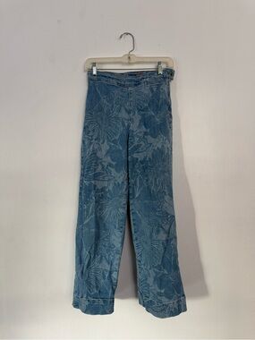 Anthropologie Blue Floral Wide-Leg Jeans